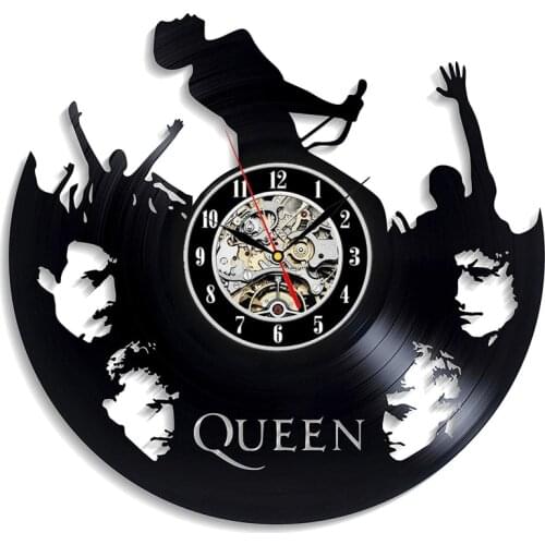 Vinyl Record Wall Clock Queen Music Rock Band Vintage Vinyl Wall Art Decor with LED Lighting Musician Wall Watch for Cafe Bar