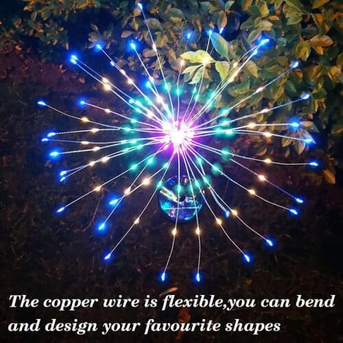 Waterproof Solar Garden Fireworkes Lamp Christmas Fairy Lights Stake Outdoor Garden Paths Lawn Decoration LED Lamp Yard