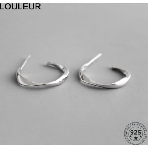 LouLeur Simple 925 Silver Sterling Earrings Mobius Twist Earrings For Women Wholesale Earrings Silver 925 Jewelry 2021 Trend
