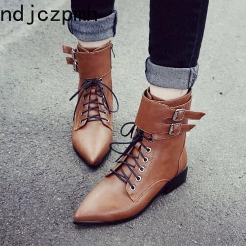 Womens Boots New Pattern Winter Fashion Pointed Zipper Low-heeled Short Tube Womens Shoes Plus Size 34-43 Heel Height 3.5cm