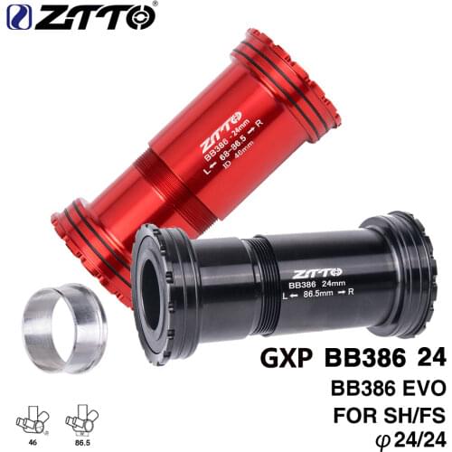 ZTTO BB386 EVO 24 Adapter bicycle Press Fit Bottom Brackets Axle for MTB Road bike parts 24mm Crankset chainset bb386 red black