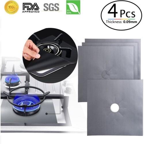 0.12mm Set Square High Quality Eco-friendly Modern Reusable Silver Gas Stove Protectors Mats Glass Fiber Pads Home Kitchen Tool