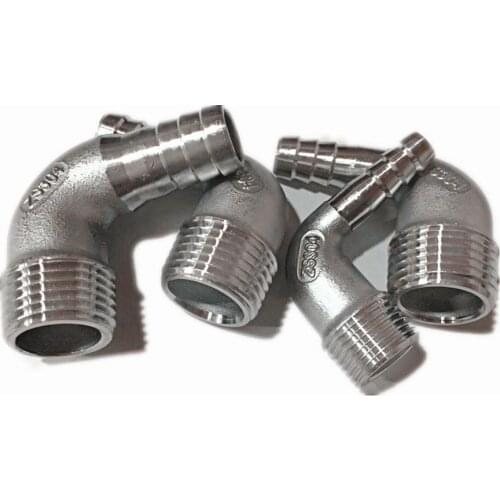 1/8" 1/4" 3/8" 1/2" 3/4" 1" BSPT Male 6/8/10/12/14/15/16/20/25/32mm Hose Barb Hosetail Elbow 90 Degree Connector 304 Stainless