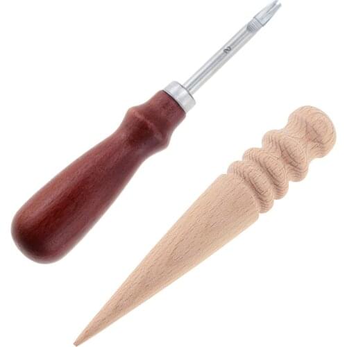1set 0.8/1.0/1.2/1.5mm Leather Edge Beveler Skiving Beveling Knife Cutting Hand Craft Tool with Wood Round Burnishing Edge Tool