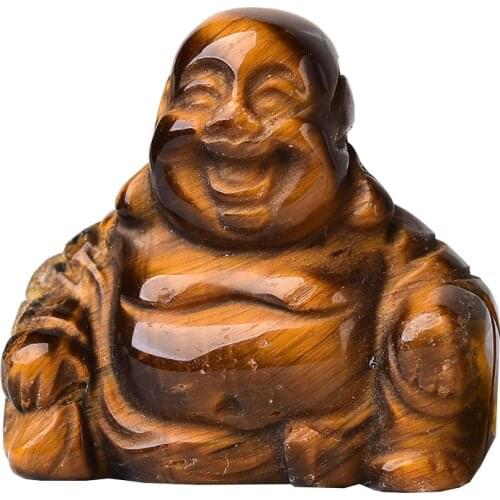 1PC Natural Stone Carved Maitreya Buddha Figurine Crystal Statue Craft for Home Decoration Chakra Energy Quartz Ornaments Gift