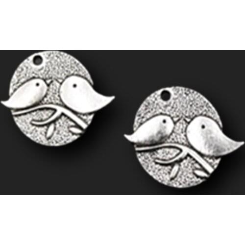 20pcs Antique silver color branches on the bird couple attractive charm alloy pendants for DIY jewelry findings A597