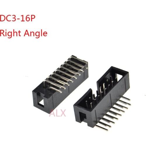 10pcs dc3-16p 2.54MM pitch JTAG ISP MALE SOCKET Right Angle idc box headers PCB CONNECTOR DOUBLE ROW 2x8PIN dc3 16 PIN HEADER