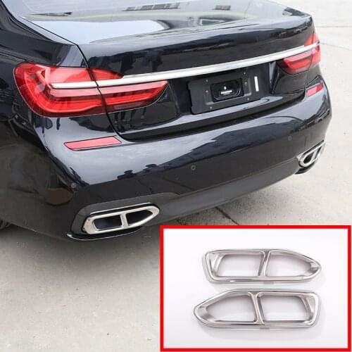 2 Pcs For BMW 7 Series M Sports Version 2016-2018 304 Stainless Steel Exhaust Tailpipe Cover Trims Accessories