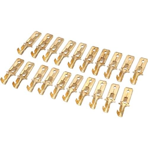 20 Pcs 1/4" Stud Brass Male Cable Connector Non-insulated Ring Terminal