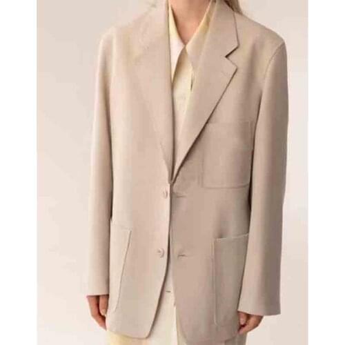 2019 Autumn Urban Casual Womens Wool Collar Slim Suit