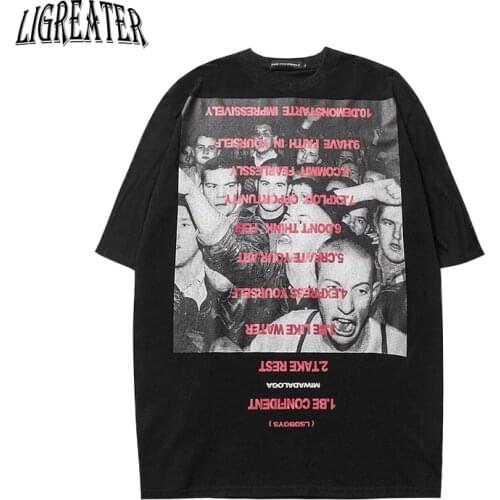 2021 Creative Inverted Letter Printing T shirt Hip Hop Streetwear Graphic Tshirts Oversized T Shirt Harajuku Tshirt Cotton Tees