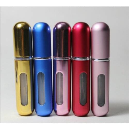 5ml Portable Mini Aluminum Refillable Perfume Bottle with Atomizer Spray Pop Tube Mascara Bottle Containers 100pcs