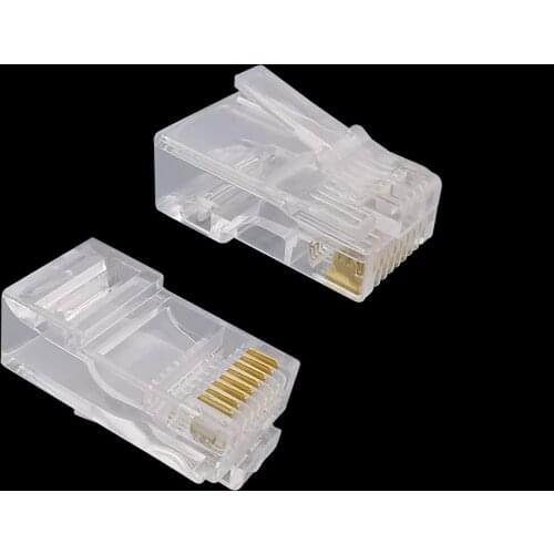 50/100Pcs RJ45 Unshielded 8Pin Plug Network Connector Gold plated RJ-45 Ethernet Cable Module Plug Network Crystal Heads Adapter