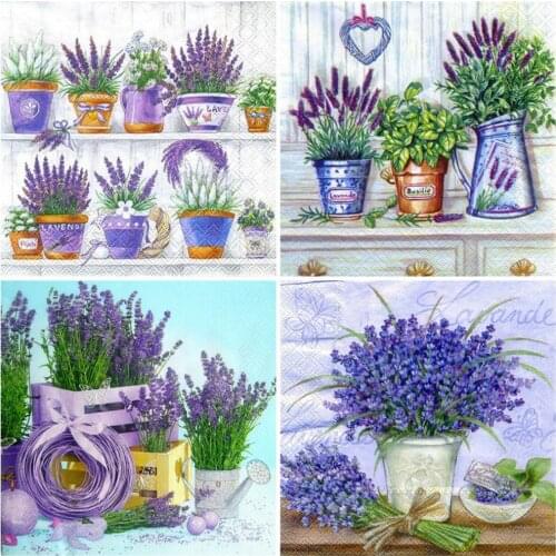 HUACAN Diamond Painting Flower Full Square/Round Diamond Embroidery Lavender Vase Diamond Art Handmade Gift