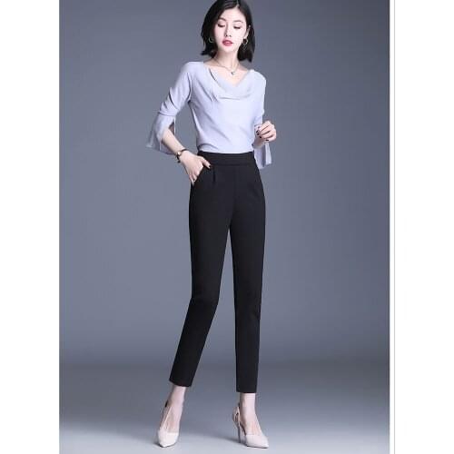 Harlan Womens Summer Thin Trousers Spring New Hot Sale Nine Points Casual Ice Silk Trousers Summer 2021