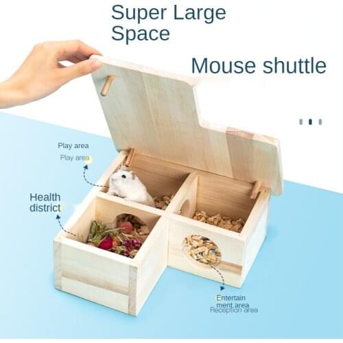 Wooden hamster multi-bedroom Hamster shelter Transparent acrylic hamster multi-bedroom Hamster cage landscaping supplies