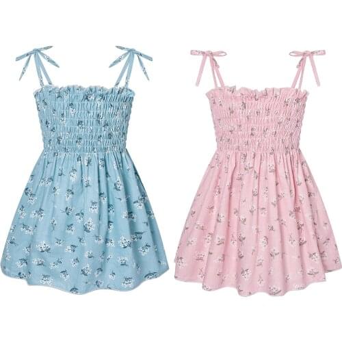 1-6Years Toddler Kids Baby Girls Daisy Slip Dress Floral Beach dress Clothes baby meisje Summer sweet girl Elasticity dress M4