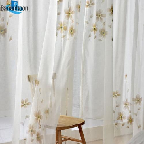 European Style Hand Drawing tulle Curtains For Bedroom Living Room Elegant Flower sheer Window For Drapes