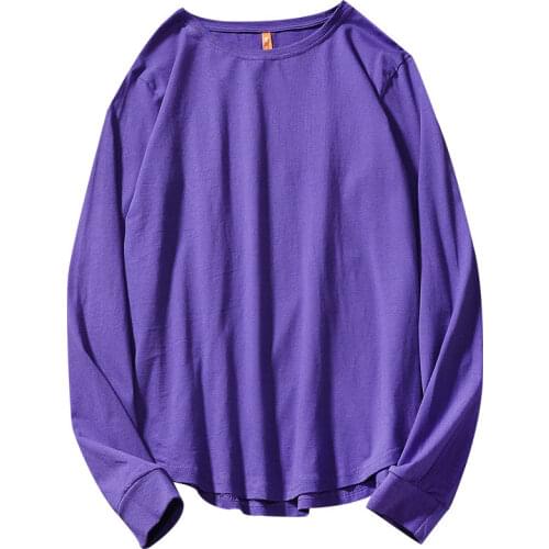 Casual Solid T Shirt Men Oversize O-neck Long Sleeve T-shirts Men Spring Autumn Loose Tee Shirt Men Tops Tee