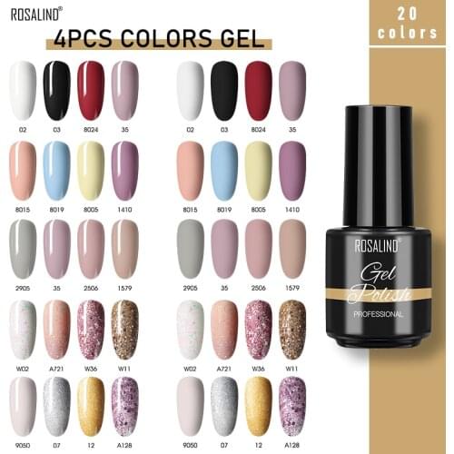 ROSALIND Gel Nail Polish Set Hybrid Varnish Set For Manicure Nails Art All For Nails Cuticle Oil Base Top Coat With Box Set