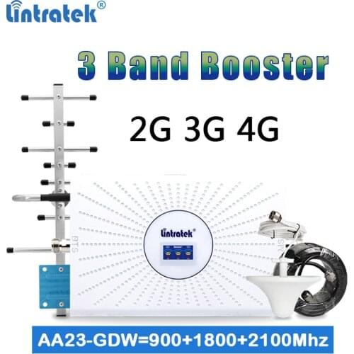 Lintratek 2021 NEW 2G 3G 4G Repeater 75dB ALC Signal Booster 900 1800 2100MHz Network Booster Signal Amplifier Voice & Data LTE