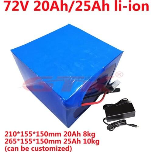 GTK 72v lithium battery pack 72v 20Ah 25Ah battery 72v electric bike 2500w 1500w scooter kit golf cart 1000w 72v bms+3A charger