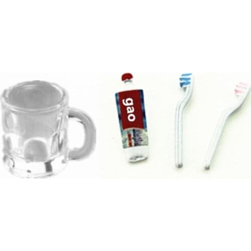 1:12 Cute Dollhouse Miniature Mini Cup Toothpaste Toothbrush Forob11 Blyth Barbi Pulip Doll Furniture Accessories Toy