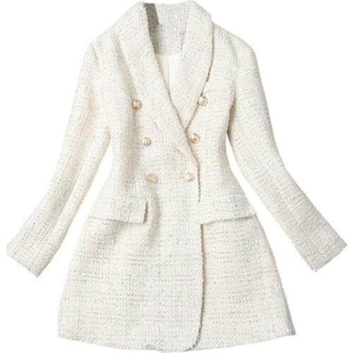 Fashion Designer Fashion Week Womens Wear Autumn And Winter New Pattern Fashion Double-Breasted Coarse Flowers Suit Collar Coat