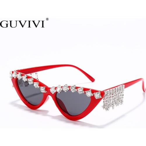 Diamond Cat Eye Sunglasses Women 2019 Men Rhinestone Vintage Sunglasses Luxury Retro Men Sun Glasses Brand Designer Crystal
