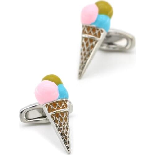 Mens Ice Cream Cufflinks Novelty Food Design Muti-color Brass Cuff Links Wholesale & Retail