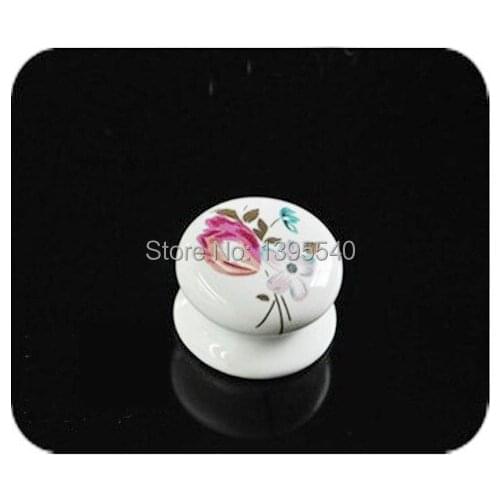 New Tulip Ceramic Cabinet Handle and Knob Drawer Knobs Wardrobe Handle Bedroom Dresser Pulls Single Hole 33mm