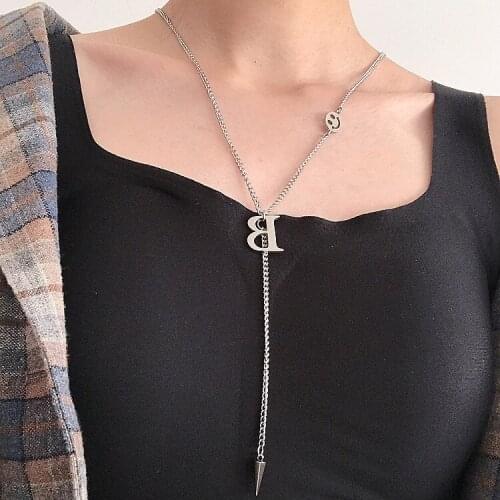 Letter Necklaces Personalized Jewelry Chain B Pendant Silver Necklace for Women Stainless Steel Gifts C