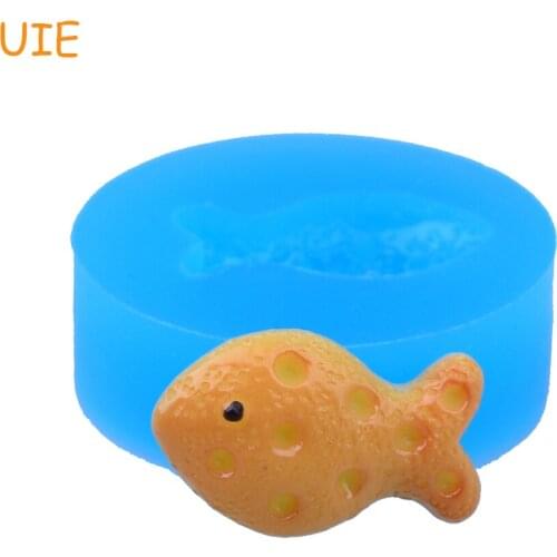 QYL386U 18.8mm Fish Cookie Silicone Push Mold - Miniature Food Cupcake Topper, Fondant, Biscuit, Resin, Candy, Chocolate Molds