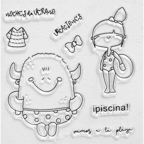 Cartoon Girl Bunny Ear Girl Travel Girl Camping Boy Silicone Clear Seal Stamp DIY Scrapbooking Embossing Photo Album