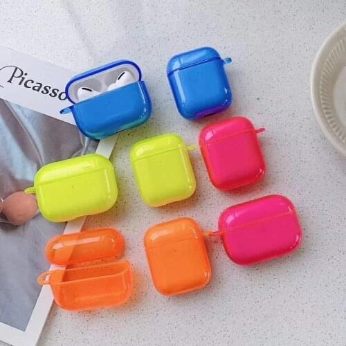 Cute Rechargeable Candy Color Earphone Cover For Apple AirPods 1 2 Airpod Fluorescent Cover Luxury Airpod Pro Cover