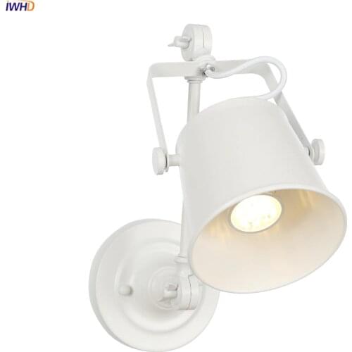 IWHD Nordic Modern LED Wall Lamp Bedside Bedroom Children Room White Metal Swing Long Arm Wall Light Sconce Applique Murale