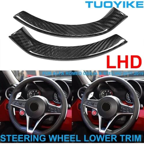 LHD Car Styling Real Dry Carbon Fiber Steering Wheel Lower Position Trim Cover Sticker For Alfa Romeo Giulia Stelvio 2017-2019
