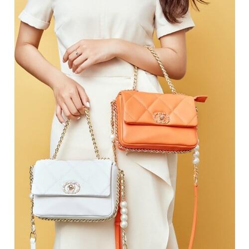 2021 New Fashion Genuine Leather Crossbody Bags For Women Cowhide Chain Flap Pocket Bag Ladies Small Shoulder Messenger