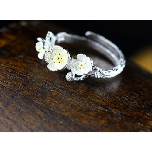 Thailand Chingmai Handmade Daisy 100% 925 Sterling Silver Ring For Women Fine Jewelry Elegant Rings Birthday gift