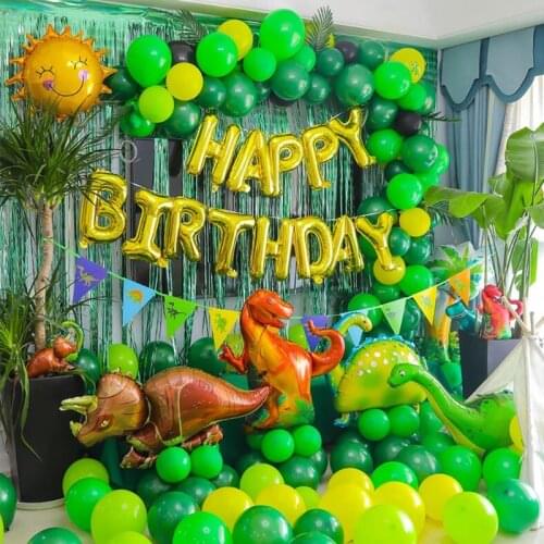 Green Jungle Theme Party Dinosaur Balloon Happy Birthday Party Decor Baby Shower Childrens Toys Balls Dinosaur Party Supplies