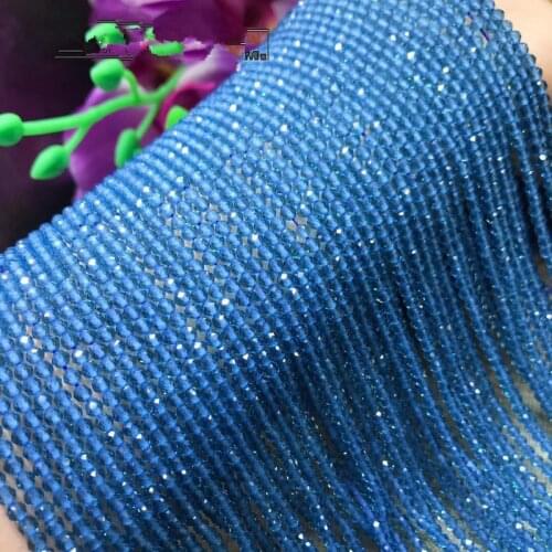 Topaz QUARTZ blue round faceted 2/3mm 15" for DIY jewelry making loose beadsFPPJ wholesale nature gemstone