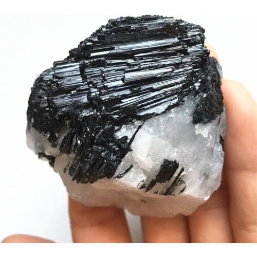 Unique Natural crystal gem collection of rough black tourmaline rock mineral specimens energy stone healing home decor