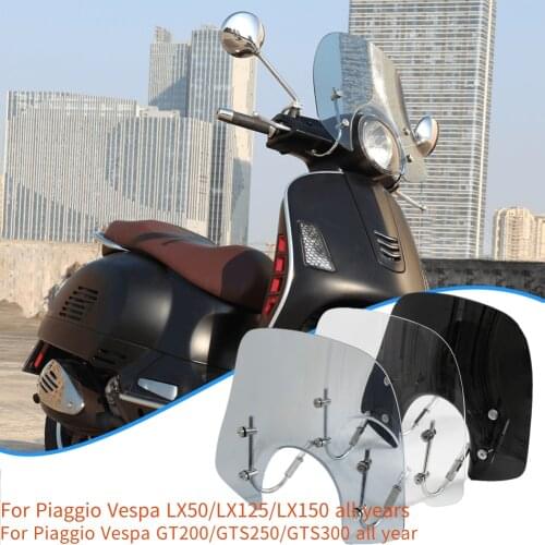 Motorcycle Windscreen Windshield Deflector Protector Wind Screen for Piaggio Vespa LX50 LX125 LX150 GT200 GTS250 GTS300 All Year