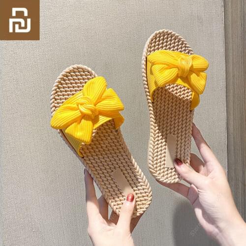 Xiaomi Summer Fashion Bow-knot Womens Slippers, Non-slip and Wear-resistant Beach Solid Color Women Sandals Made of PVC Fabric