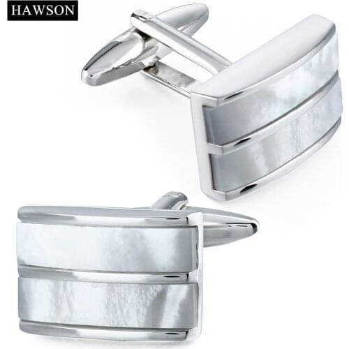 Top-Graded Mother of Pearl Cufflinks for Men Nature White Shell Cuff Links Button Come with Box