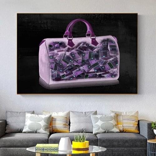 Wish You Get Rich Artist Canvas Painting Wall Art Money Collection Bag Picture For Living Room Poster And Prints Home Decor