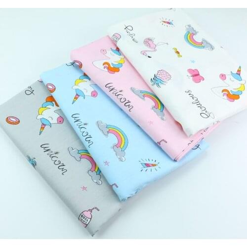 160CM*50CM INS cartoon unicorn cotton fabric sewing baby cloth infant linens kids bedding fabric patchwork fabric tissue