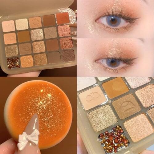 20 Colors Eyeshadow Palette Earth Color Pearly Matte Eyeshadow Waterproof Powder Lazy Makeup Glitter Eye Shadow Blush Pallete