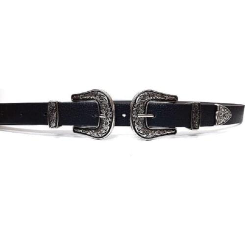 2021 Women Leather Belts Ladies Girls Vintage Western Design Black Waist Belt for Pants Jeans Dresses
