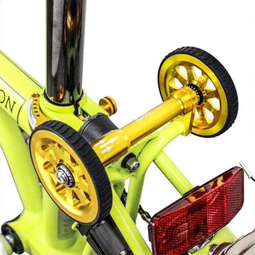 7pcs/set Folding Bicycle Easy Push Wheels Telescopic Bar Extender Aluminum CNC Bike Easywheel Rear Cargo Rack Extension Rod